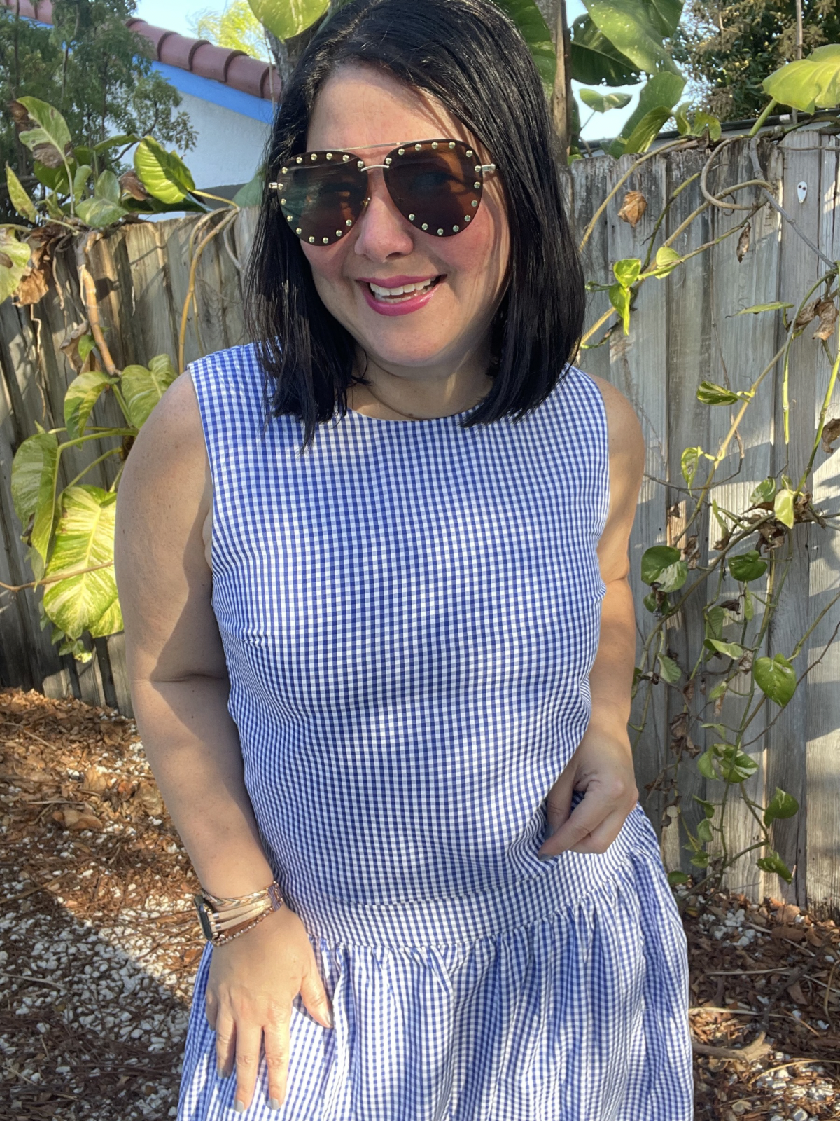 The Country Manor Gingham Scoop Neck Top