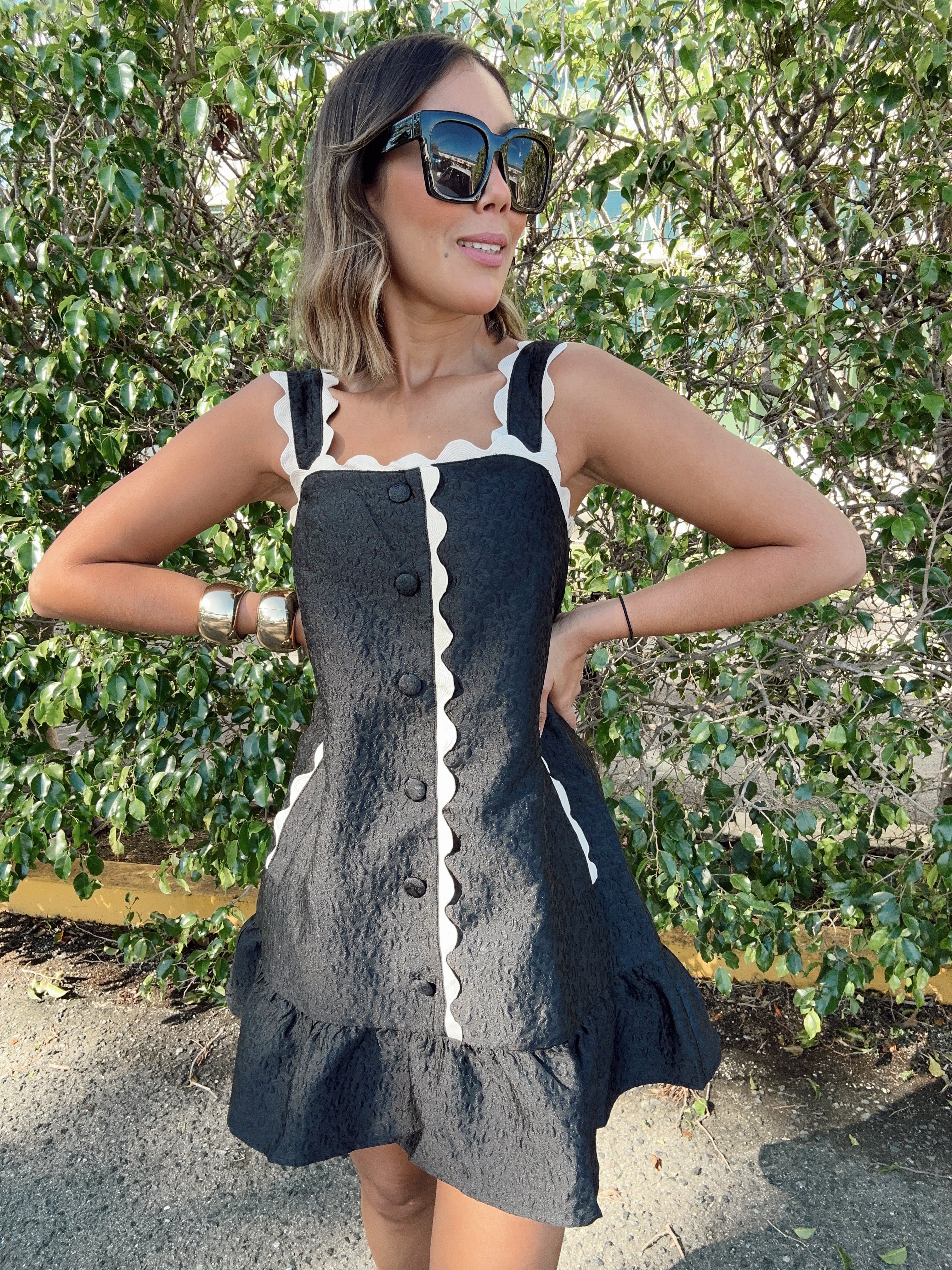 The Playful Contrast Ruffle Mini Dress