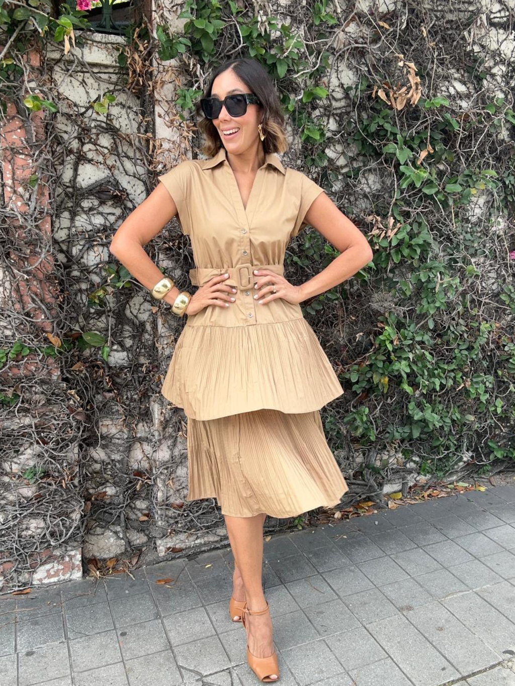 The Intentional Style Midi Dress W/buckle Belt