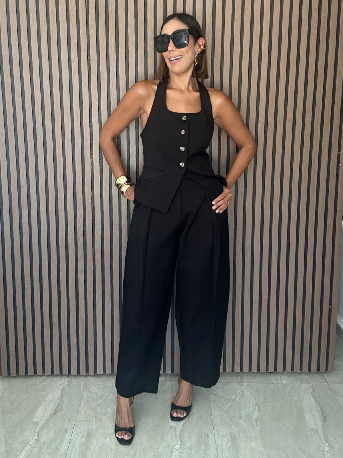 Catalina Halter Neck Tailored Top And Pleated Pants Set