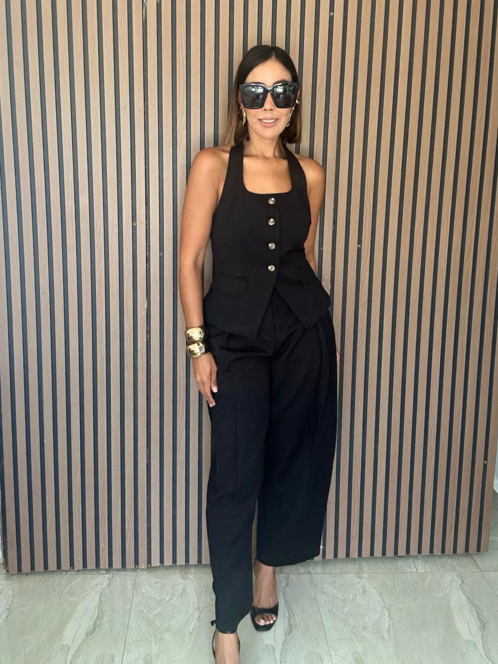 Catalina Halter Neck Tailored Top And Pleated Pants Set