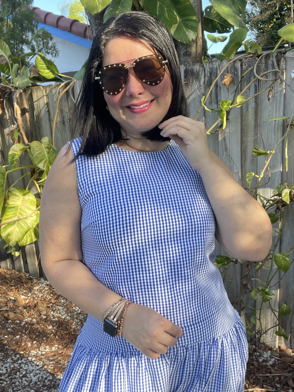 The Country Manor Gingham Scoop Neck Top