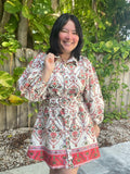 Celia Belted Paisley Mini Dress