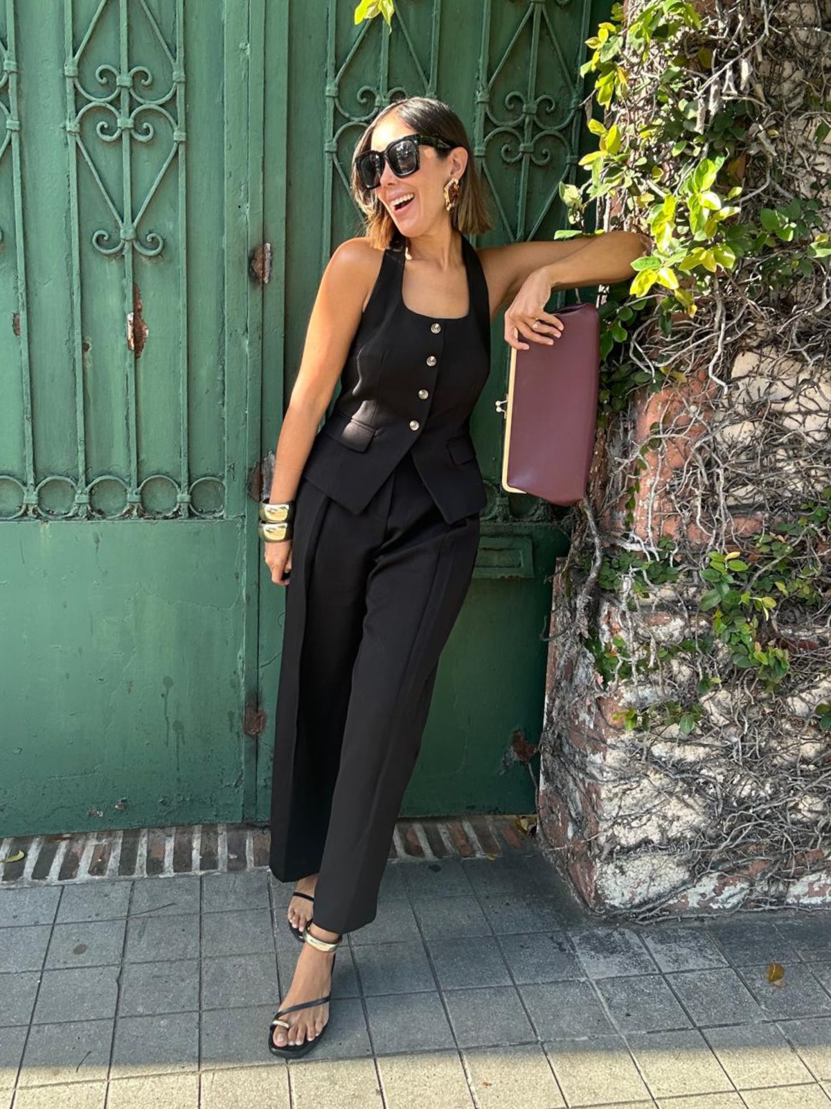 Catalina Halter Neck Tailored Top And Pleated Pants Set