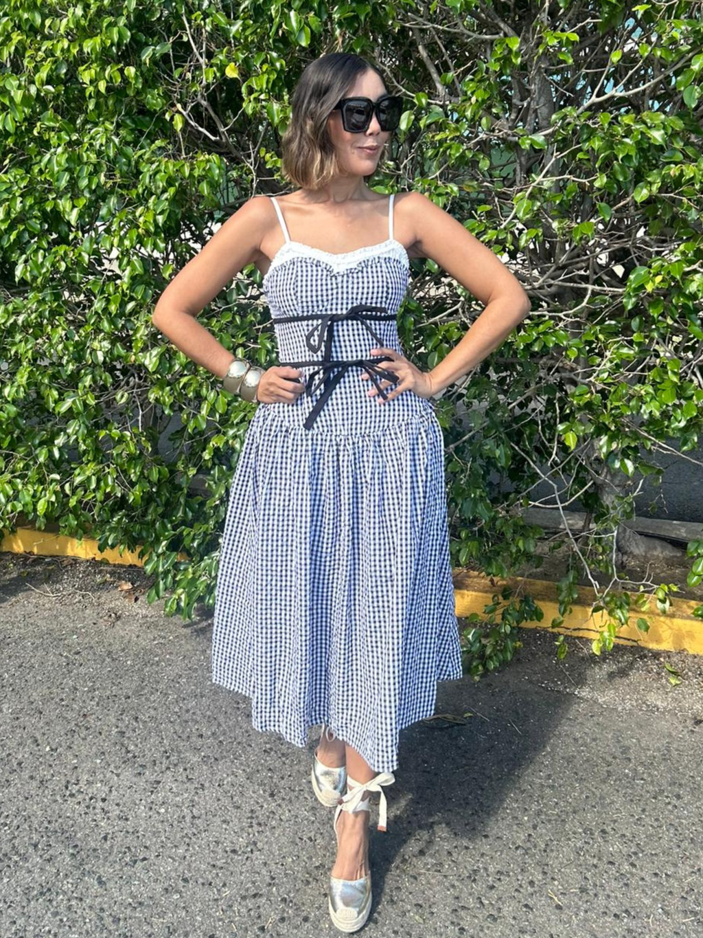Amaya Gingham Contrast Midi Dress