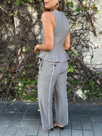 Fray Edge Detailed Straight Leg Trousers