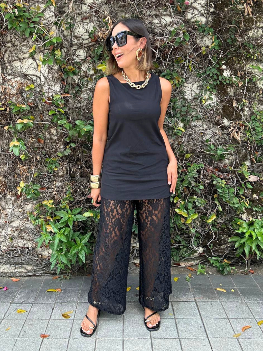 The Subtle Statement Top and Lace Pants Set