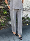 Fray Edge Detailed Straight Leg Trousers