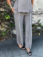 Fray Edge Detailed Straight Leg Trousers