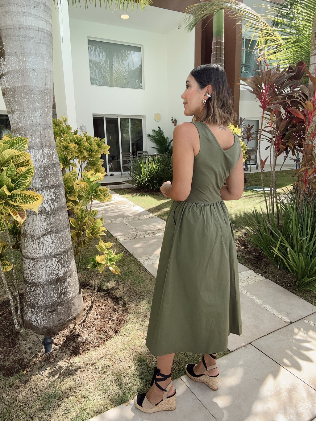 Chic in Olive Midi Dress