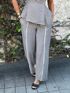 Fray Edge Detailed Straight Leg Trousers