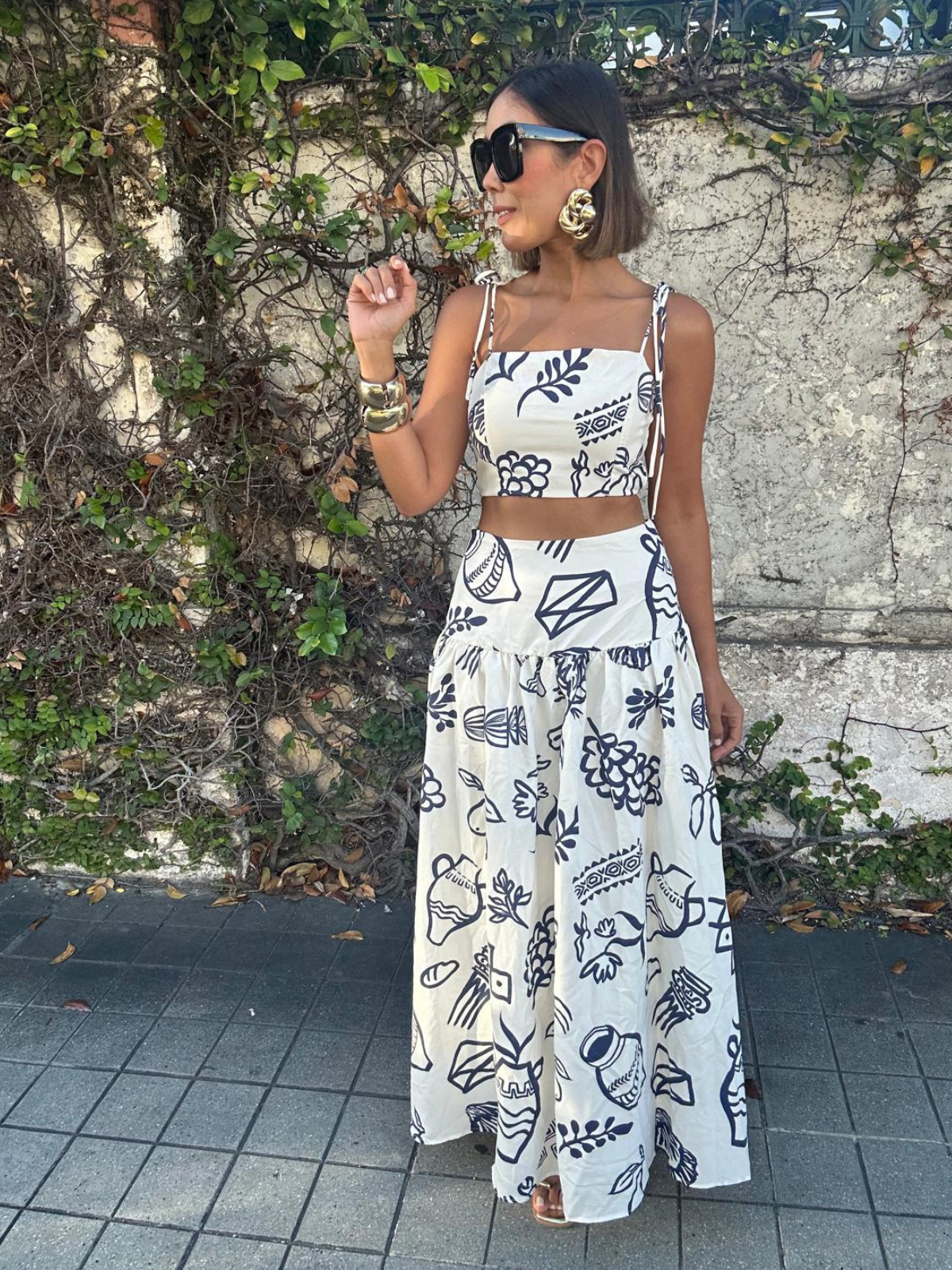 Sunlit Moments Crop Top and Skirt Set