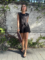 Black Card Energy Vest and Shorts Set
