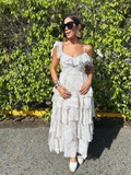 Walnut Asymmetrical Flowy Tiered Maxi Dress