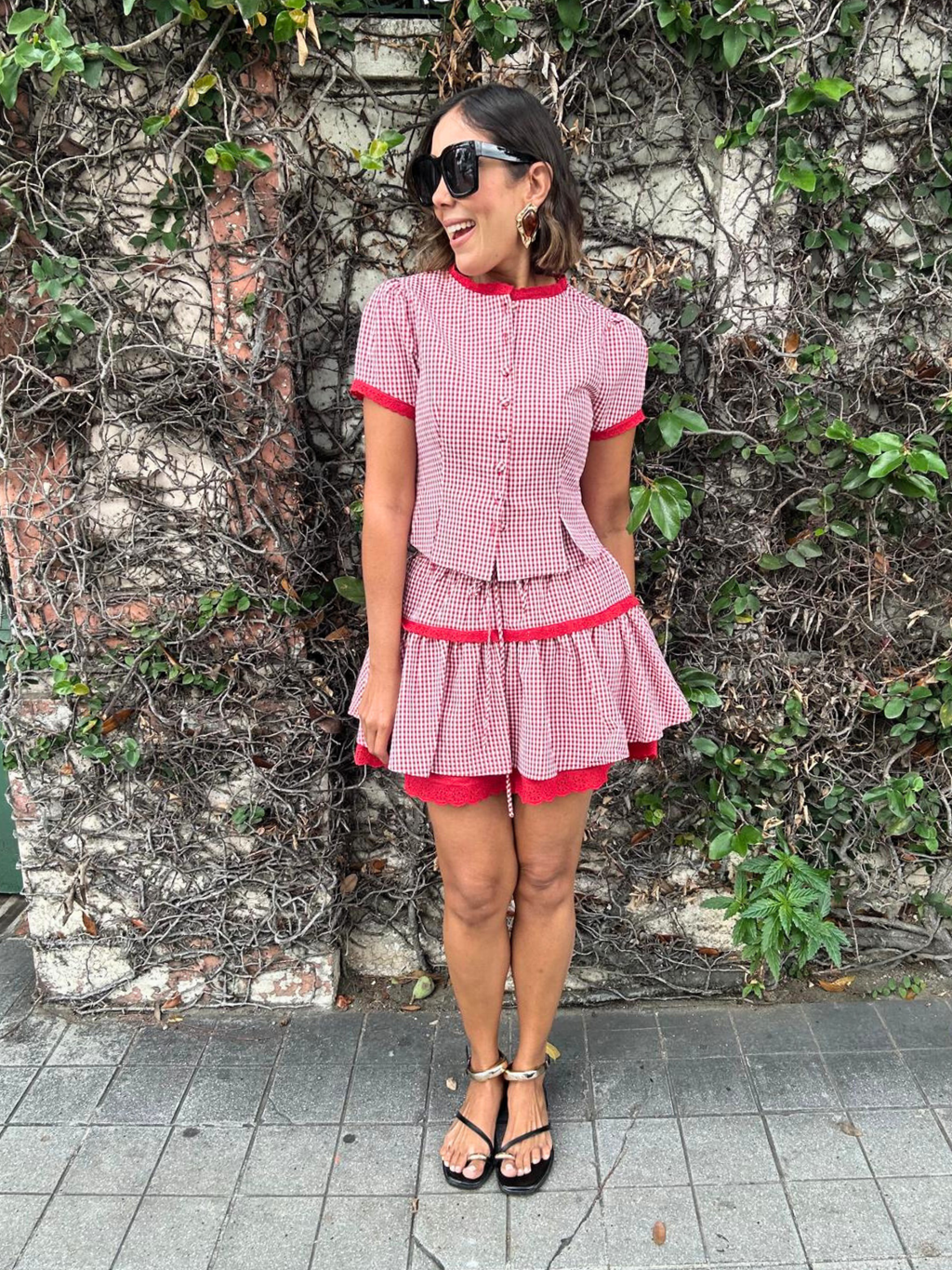 Lola Gingham Crop Top & Skirt Set