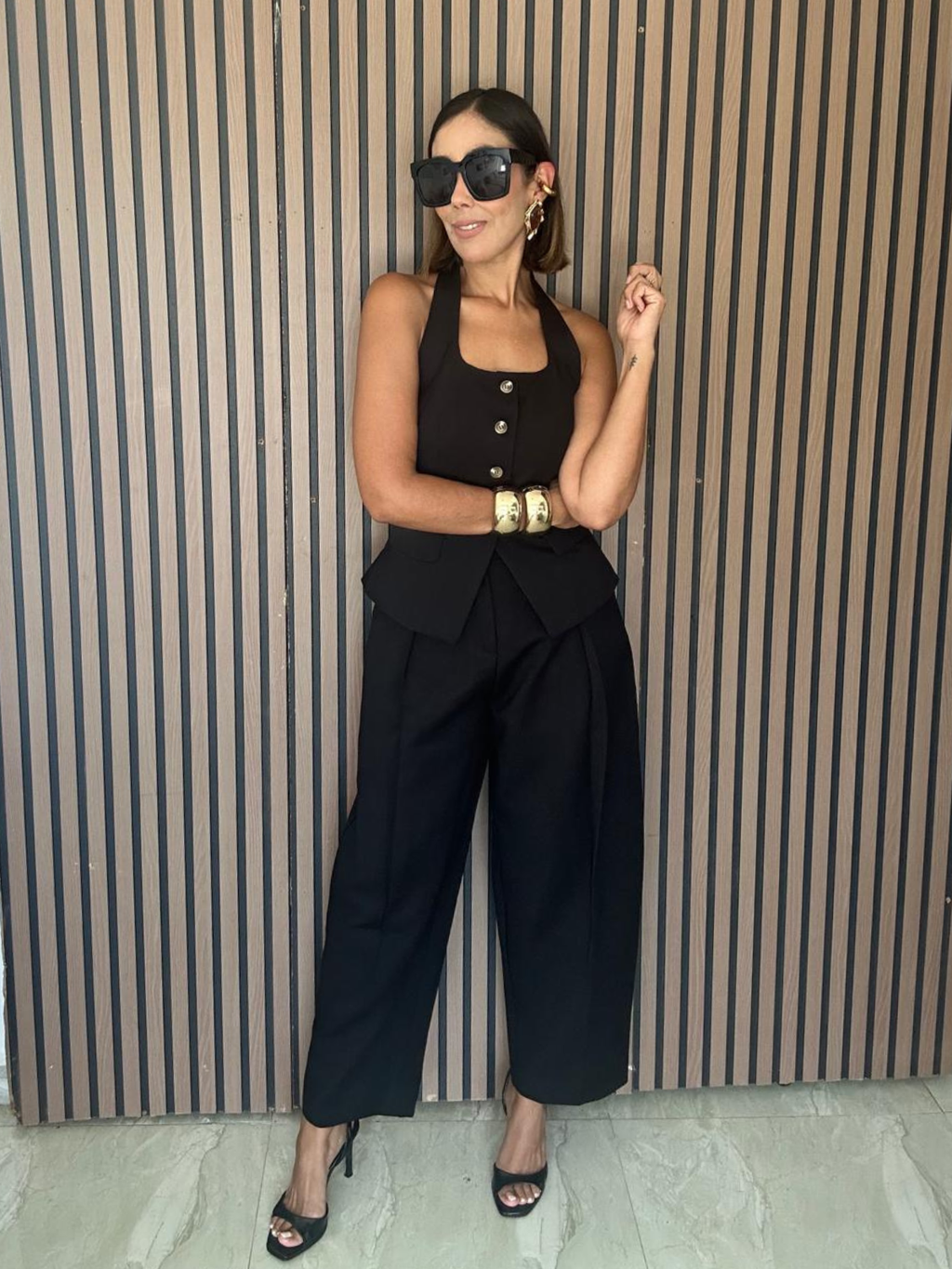 Catalina Halter Neck Tailored Top And Pleated Pants Set