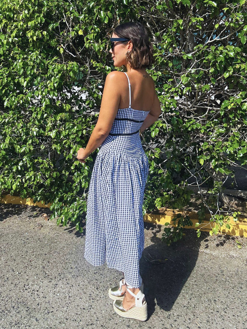 Amaya Gingham Contrast Midi Dress