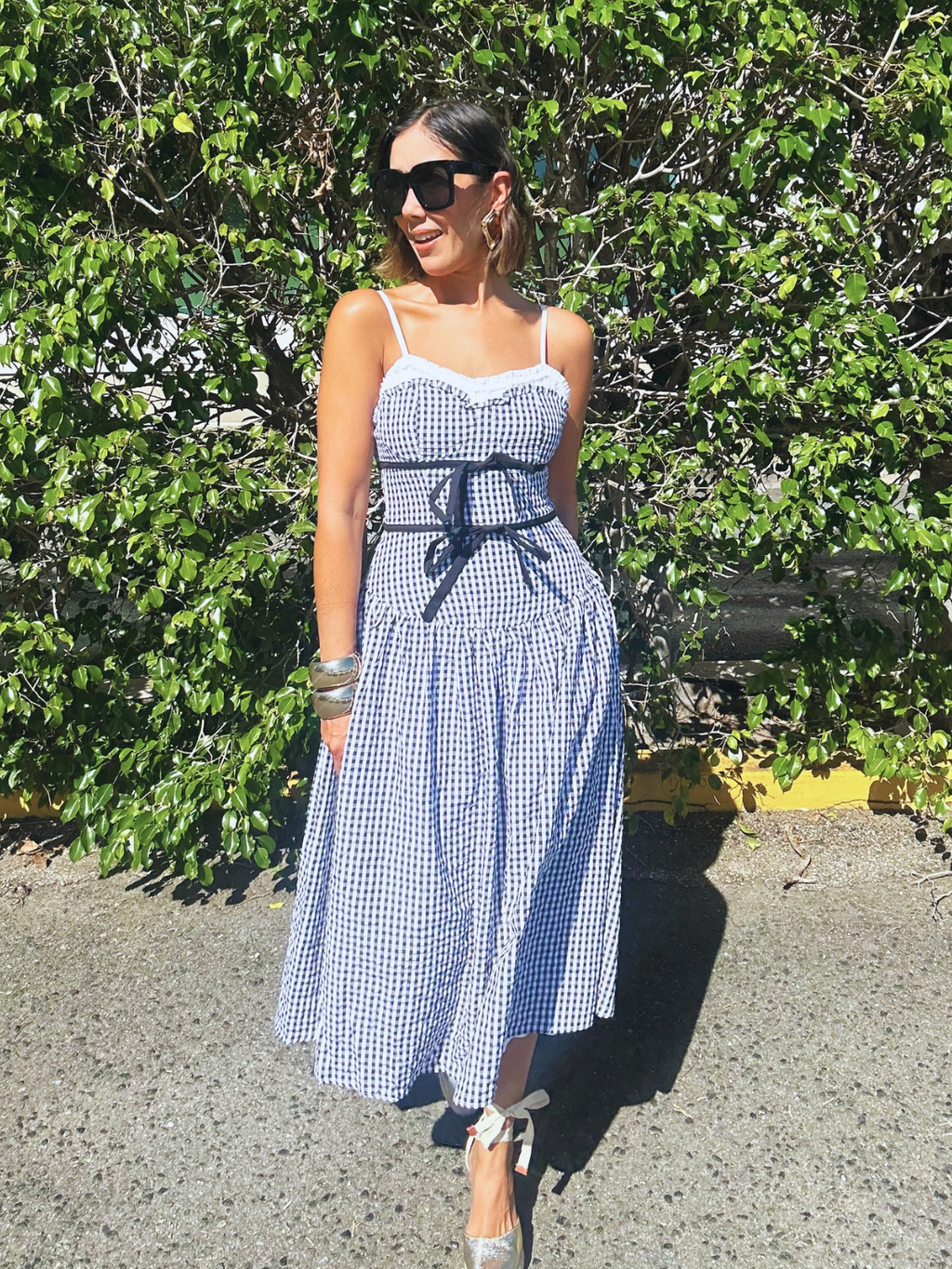 Amaya Gingham Contrast Midi Dress
