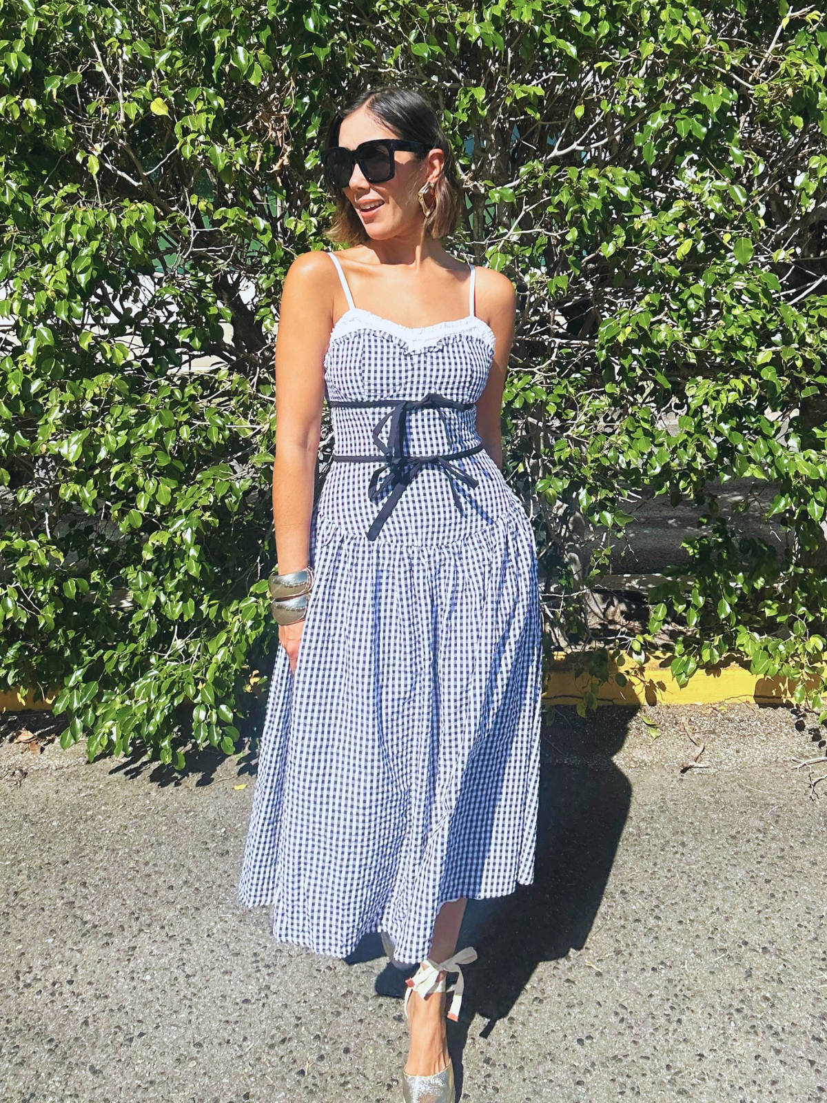 Amaya Gingham Contrast Midi Dress