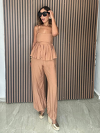 Brunch to Toasts Peplum Top & Wide Leg Pant Set