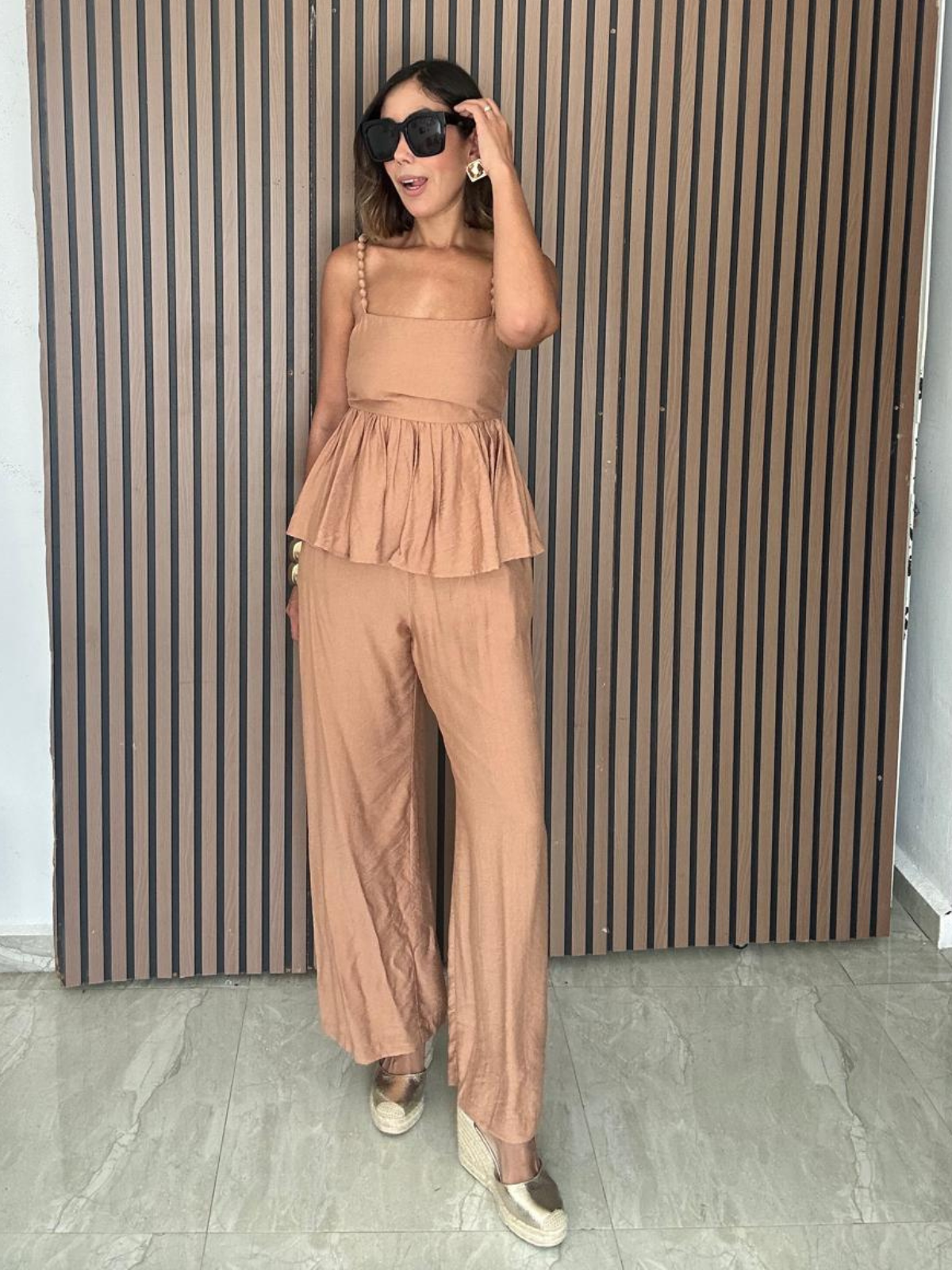 Brunch to Toasts Peplum Top & Wide Leg Pant Set
