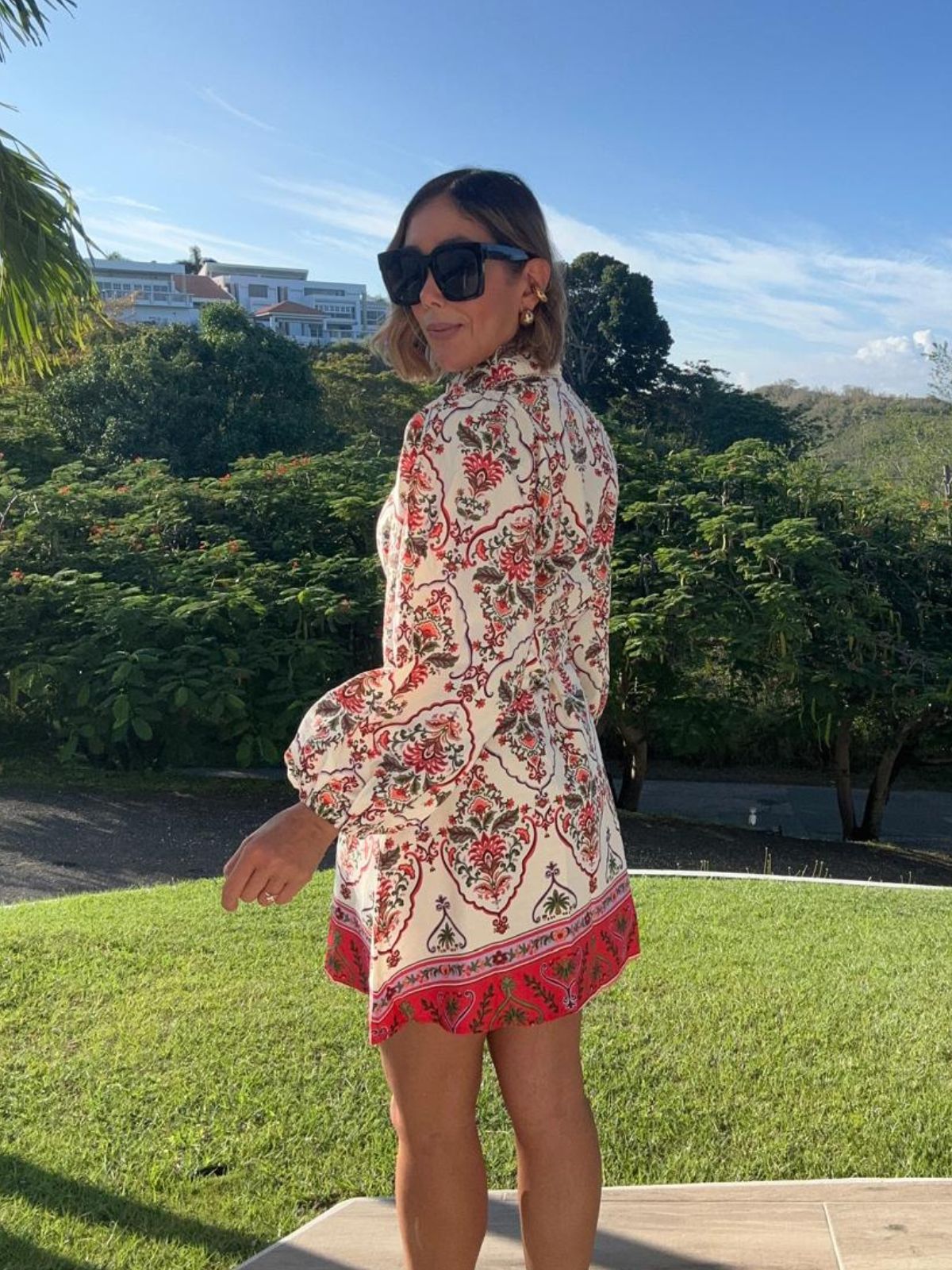 Celia Belted Paisley Mini Dress