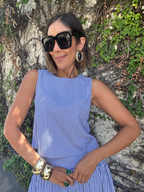 The Country Manor Gingham Scoop Neck Top