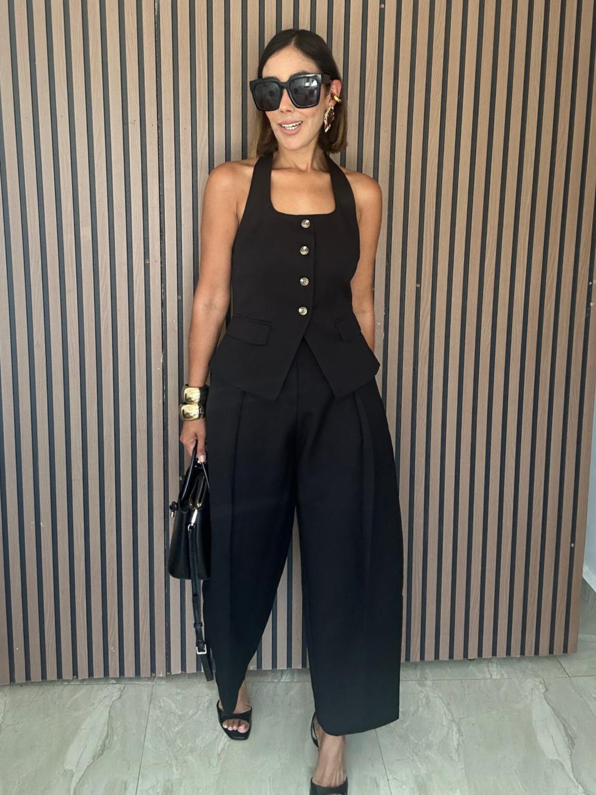 Catalina Halter Neck Tailored Top And Pleated Pants Set