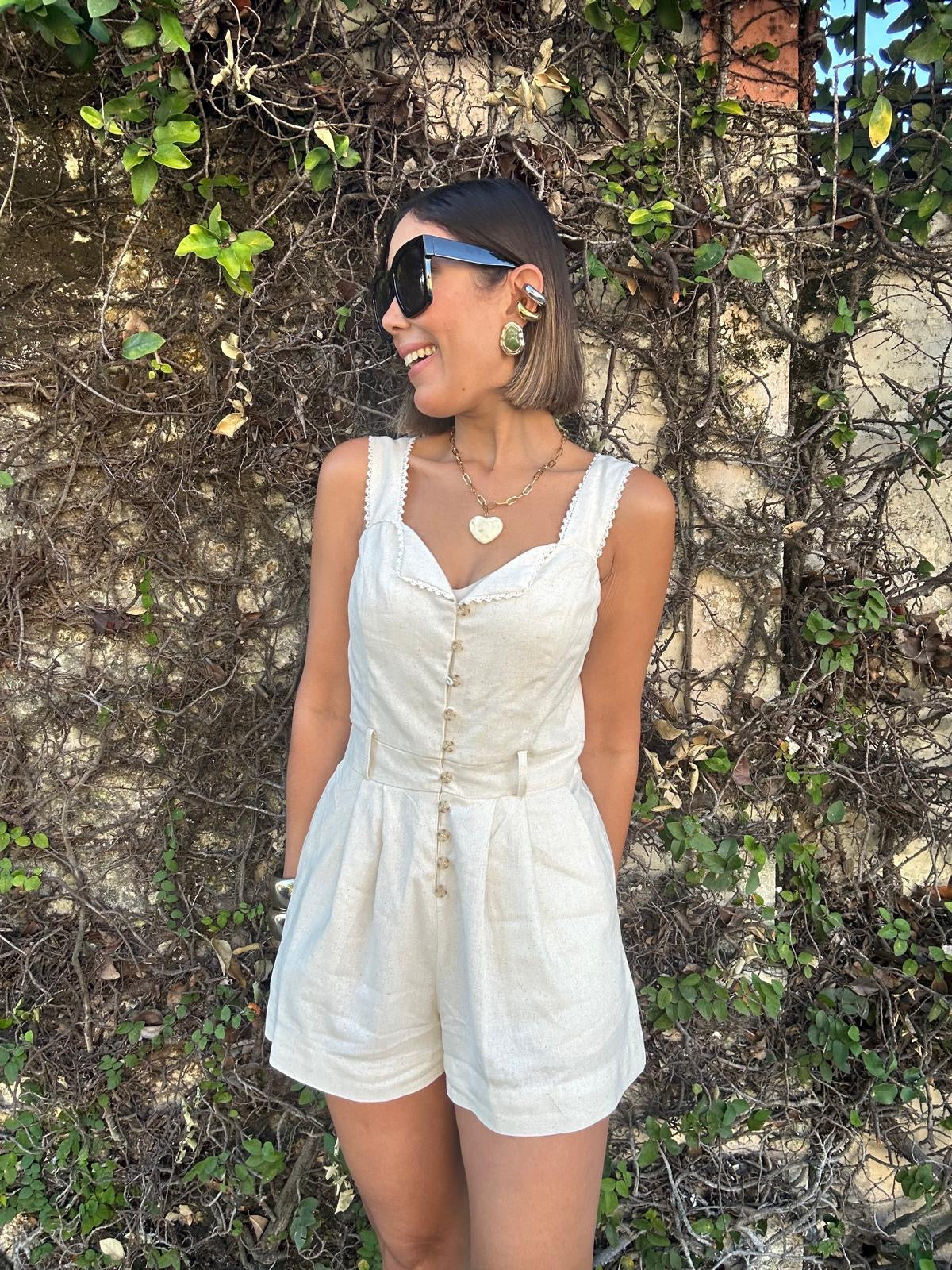 Heaven Sent Lace Trim Foldover Romper