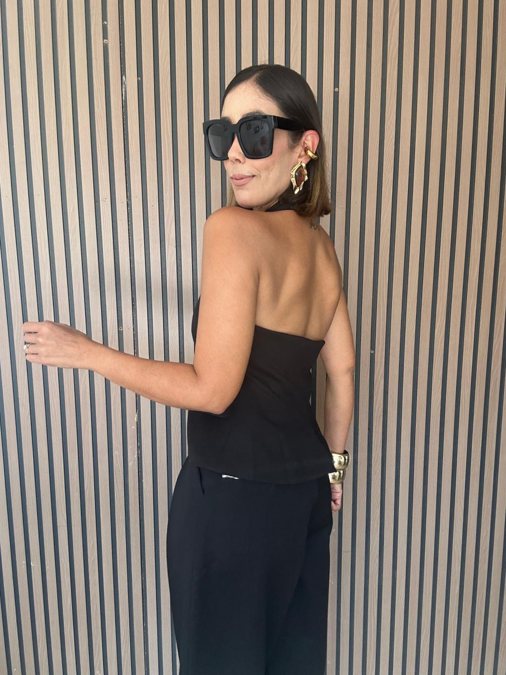 Catalina Halter Neck Tailored Top And Pleated Pants Set