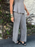 Fray Edge Detailed Straight Leg Trousers