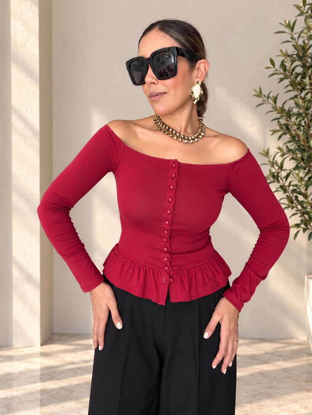 Kairy Off-Shoulder Peplum Top