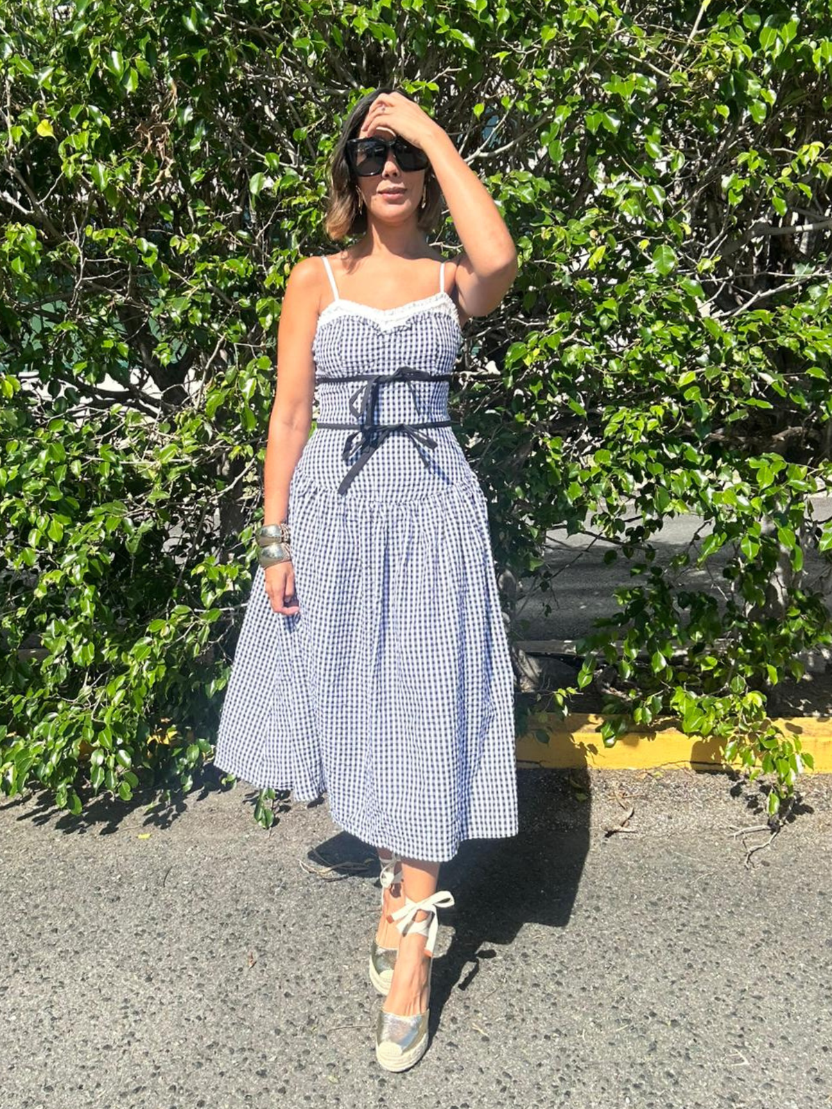 Amaya Gingham Contrast Midi Dress