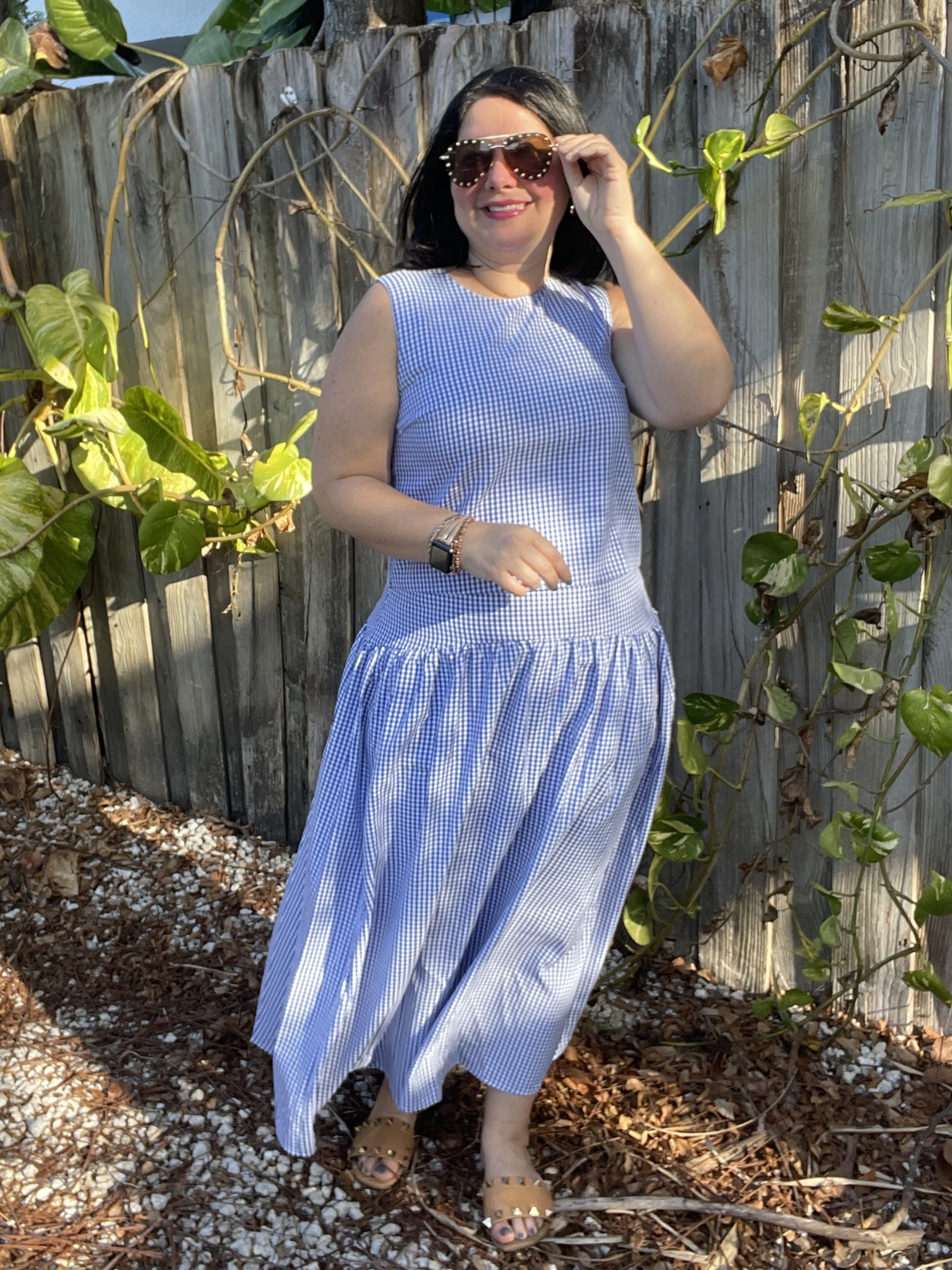 The Country Manor Gingham Scoop Neck Top