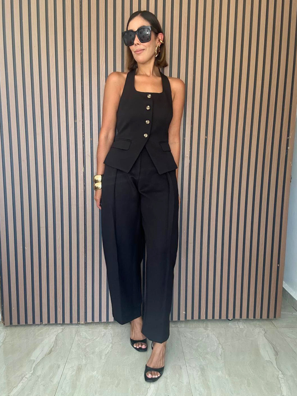 Catalina Halter Neck Tailored Top And Pleated Pants Set