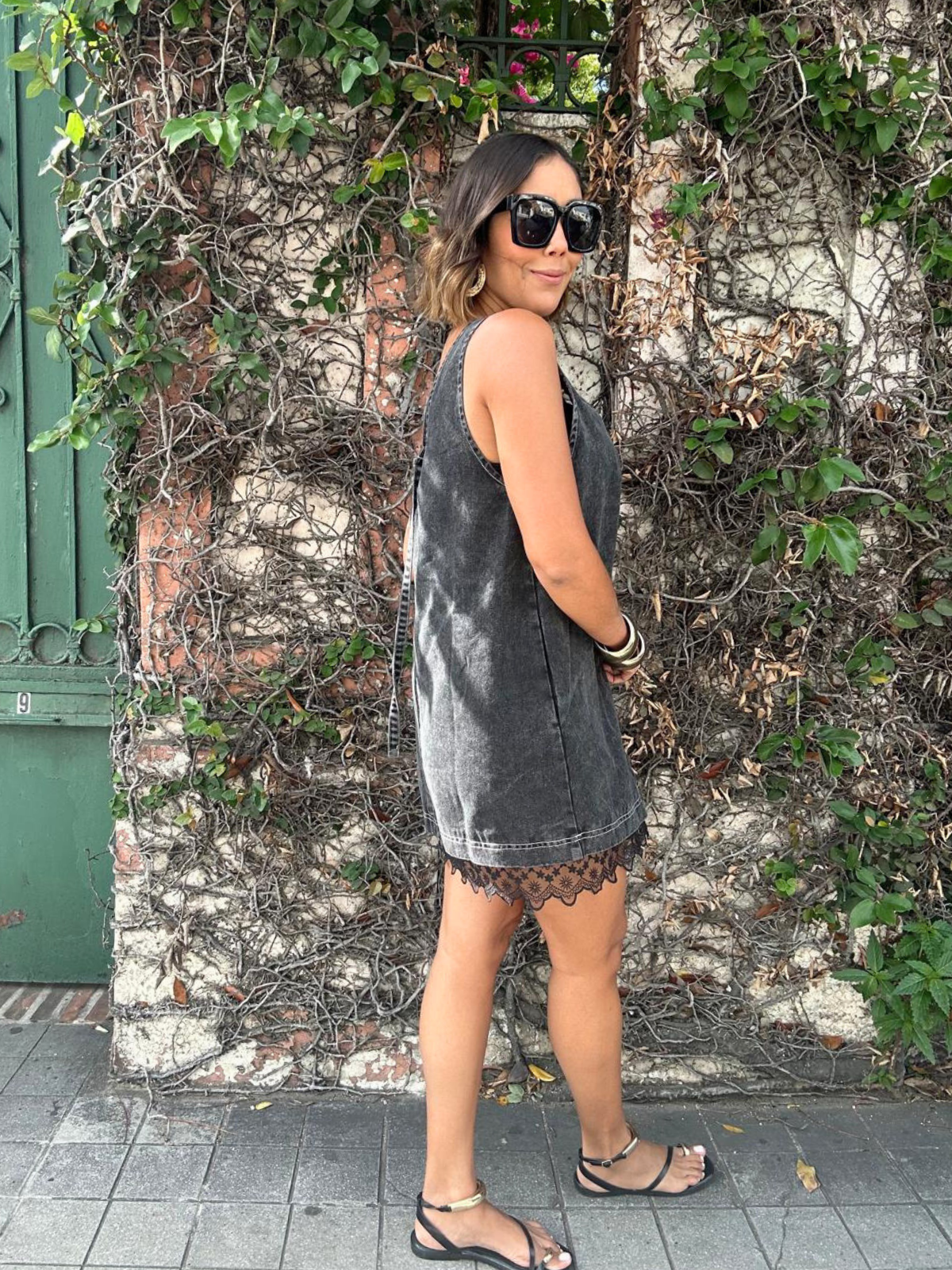 The Story of Denim and Lace Mini Dress