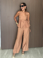 Brunch to Toasts Peplum Top & Wide Leg Pant Set