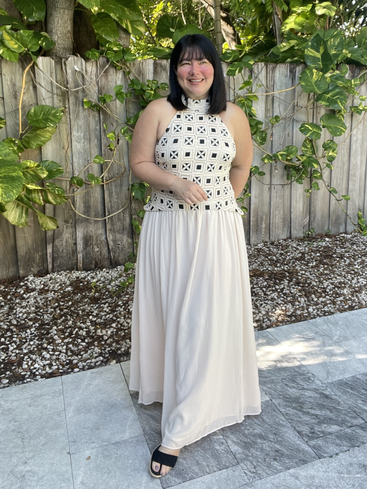 Katiria Contrast Crochet Maxi Dress