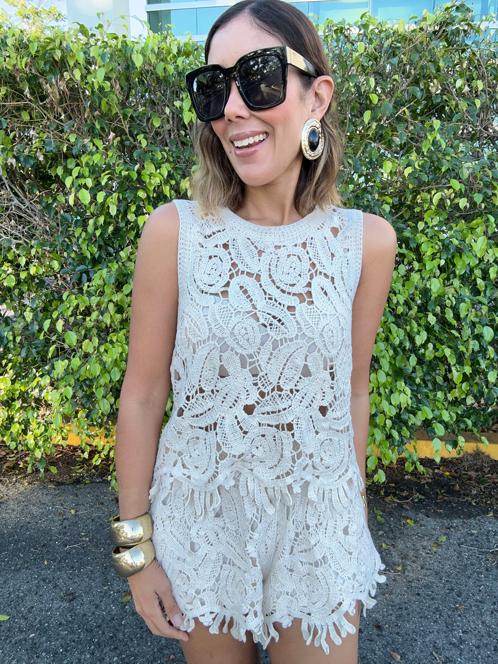 Escape Plan Crochet Top and Shorts Set