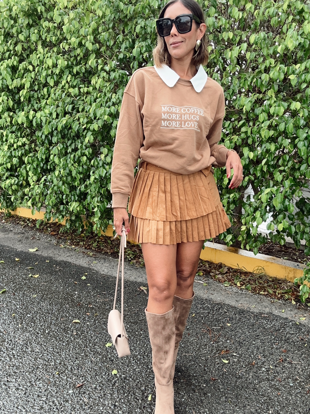 More Coffee, More Hugs, More Love Collared Sweatshirt