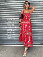 Sofia Red Floral Print Maxi Dress