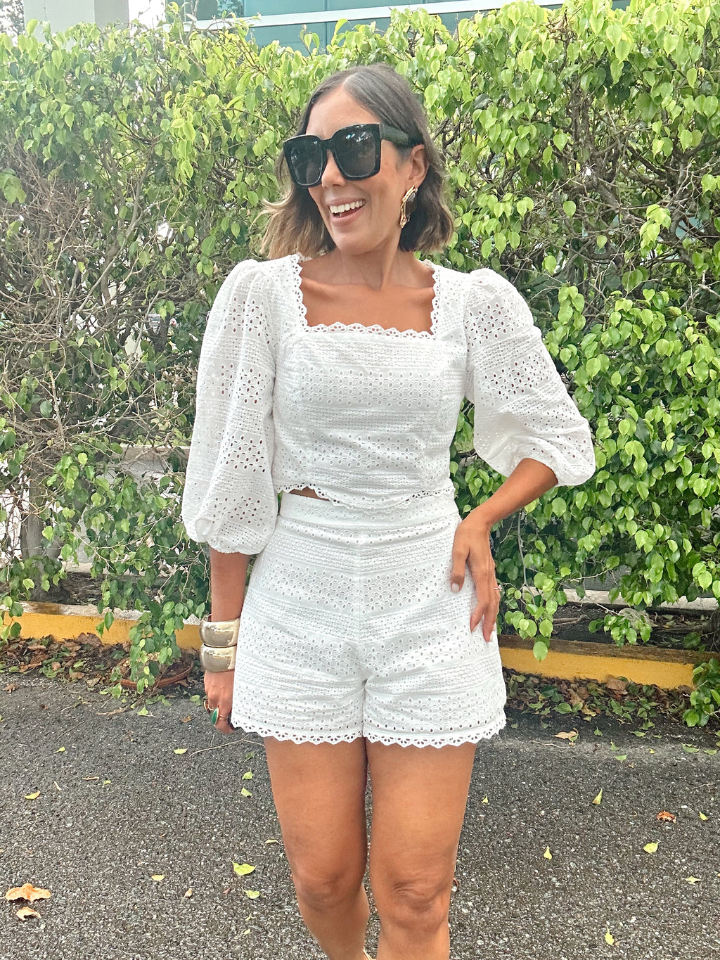 Mila Eyelet Embroidered Crop Top And Shorts