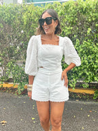 Mila Eyelet Embroidered Crop Top And Shorts