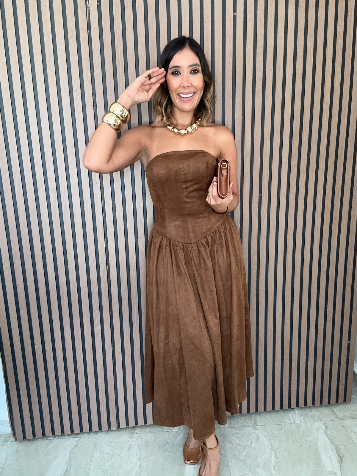 Felt in Suede Midi Dress