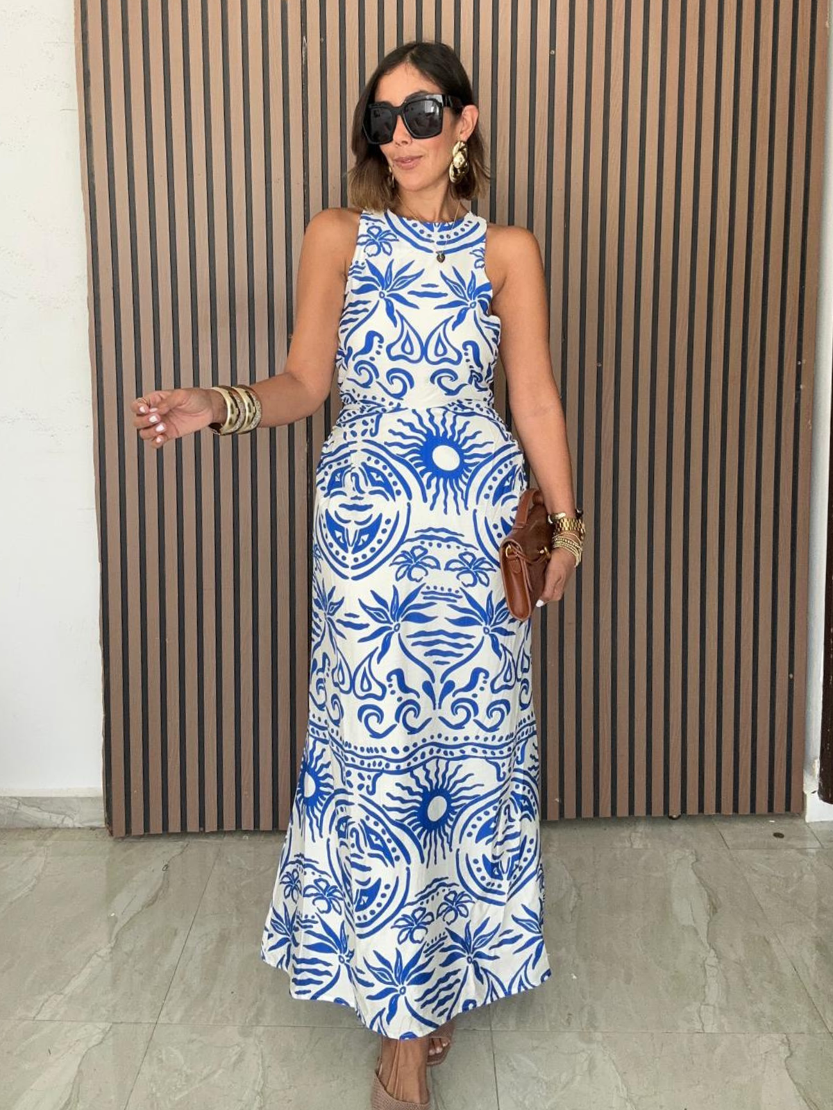 Nancy Open Cross Back Maxi Dress