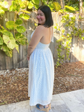 Camelia Eyelet Lace Halter Maxi Dress