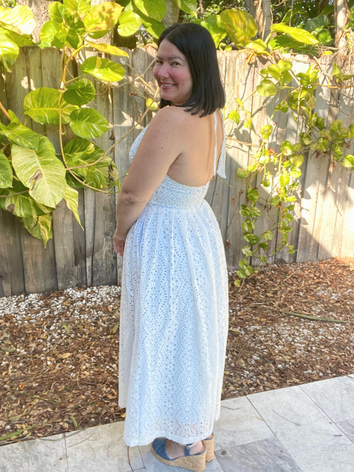 Camelia Eyelet Lace Halter Maxi Dress