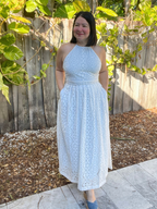 Camelia Eyelet Lace Halter Maxi Dress