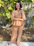 Brunch to Toasts Peplum Top & Wide Leg Pant Set