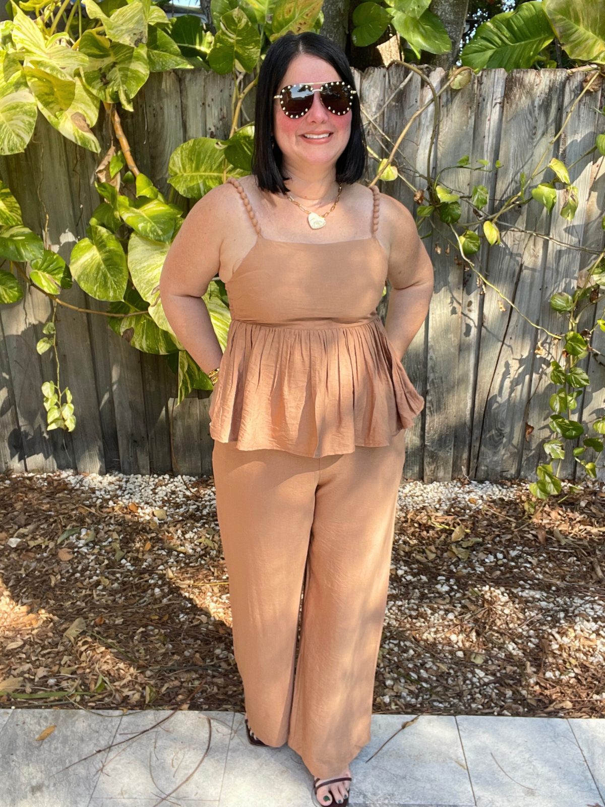 Brunch to Toasts Peplum Top & Wide Leg Pant Set
